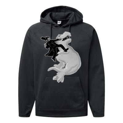 Abe Vs T-Rex Performance Fleece Hoodie