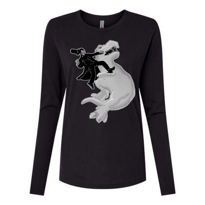 Abe Vs T-Rex Womens Cotton Relaxed Long Sleeve T-Shirt