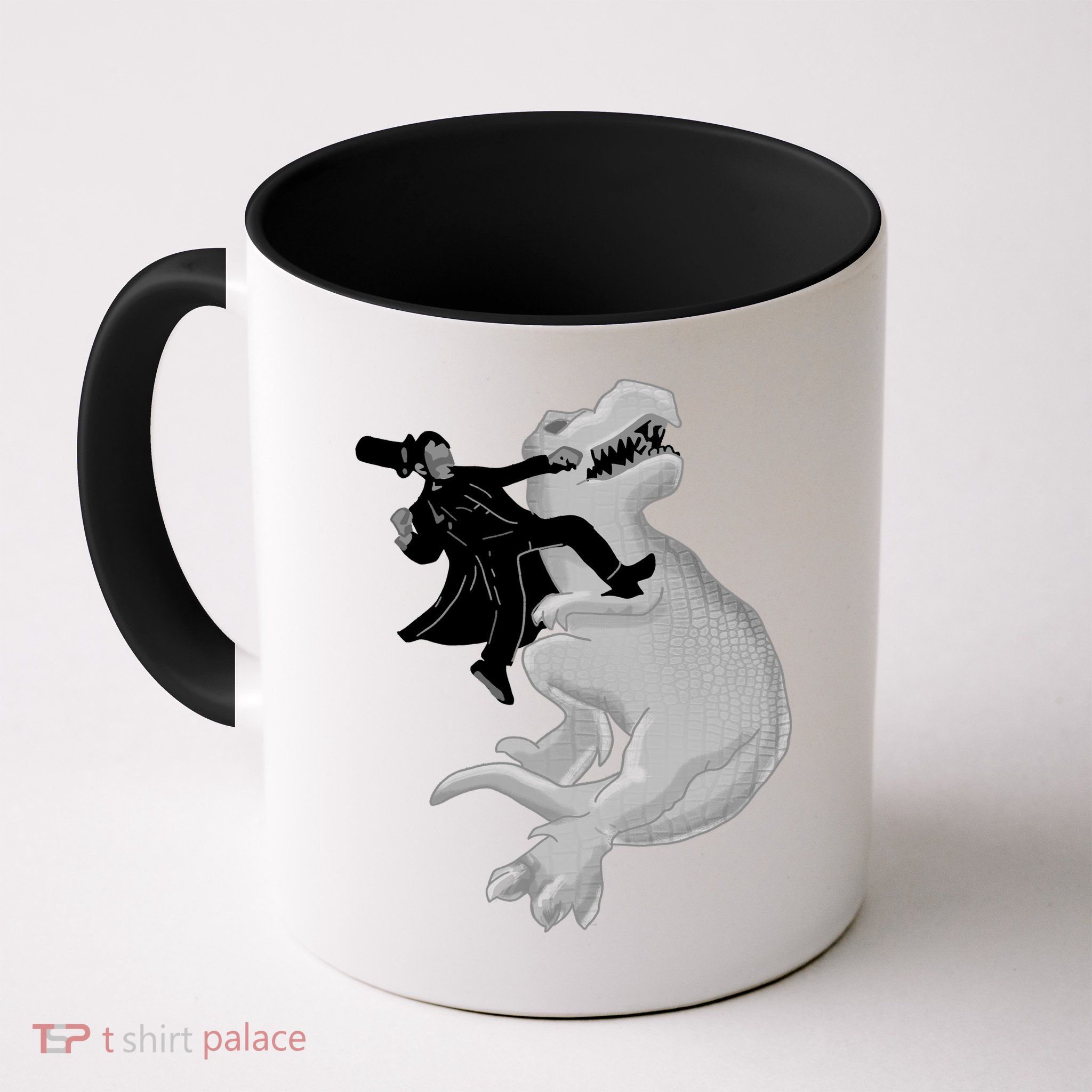 Abe Vs T-Rex Mug