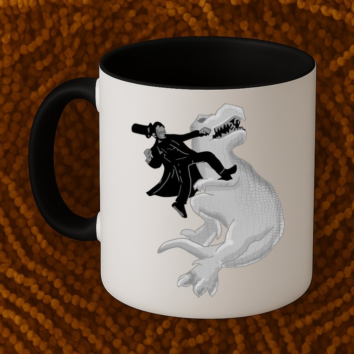 Abe Vs T-Rex Mug