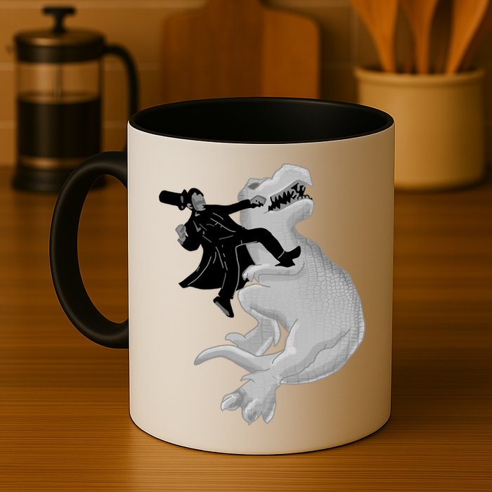 Abe Vs T-Rex Mug