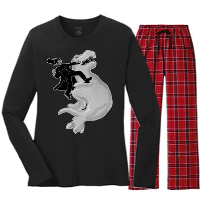 Abe Vs T-Rex Women's Long Sleeve Flannel Pajama Set 