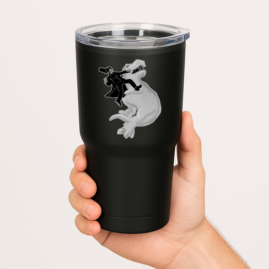 Abe Vs T-Rex Tumbler