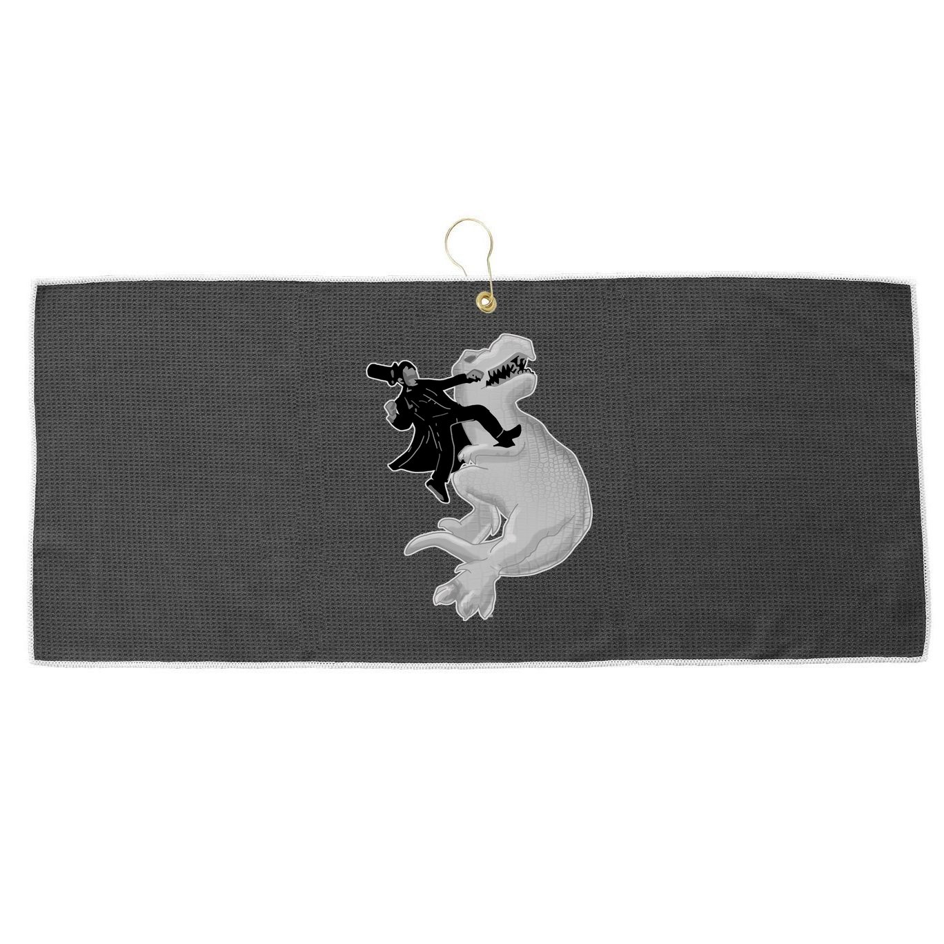 Abe Vs T-Rex Large Microfiber Waffle Golf Towel