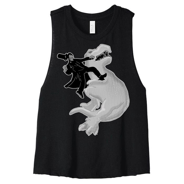 Abe Vs T-Rex Women's Racerback Cropped Tank