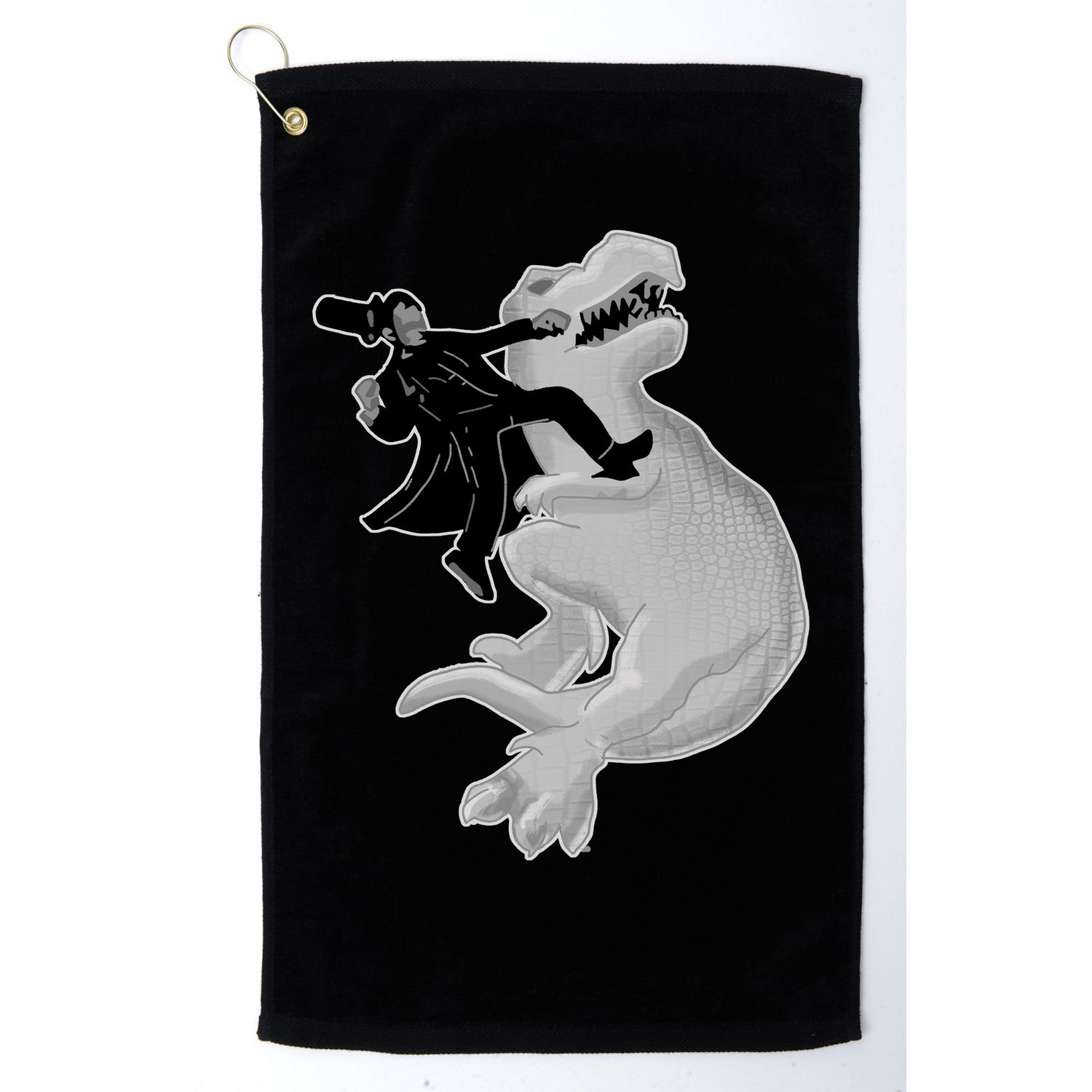 Abe Vs T-Rex Golf Towel