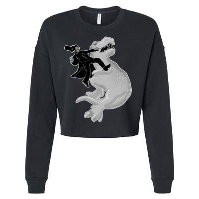 Abe Vs T-Rex Cropped Pullover Crew