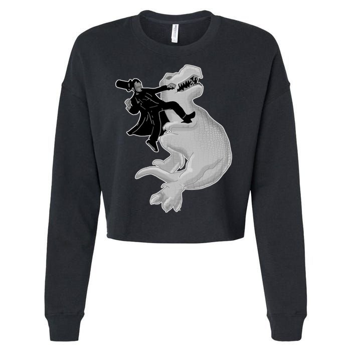 Abe Vs T-Rex Cropped Pullover Crew