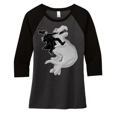 Abe Vs T-Rex Women's Tri-Blend 3/4-Sleeve Raglan Shirt