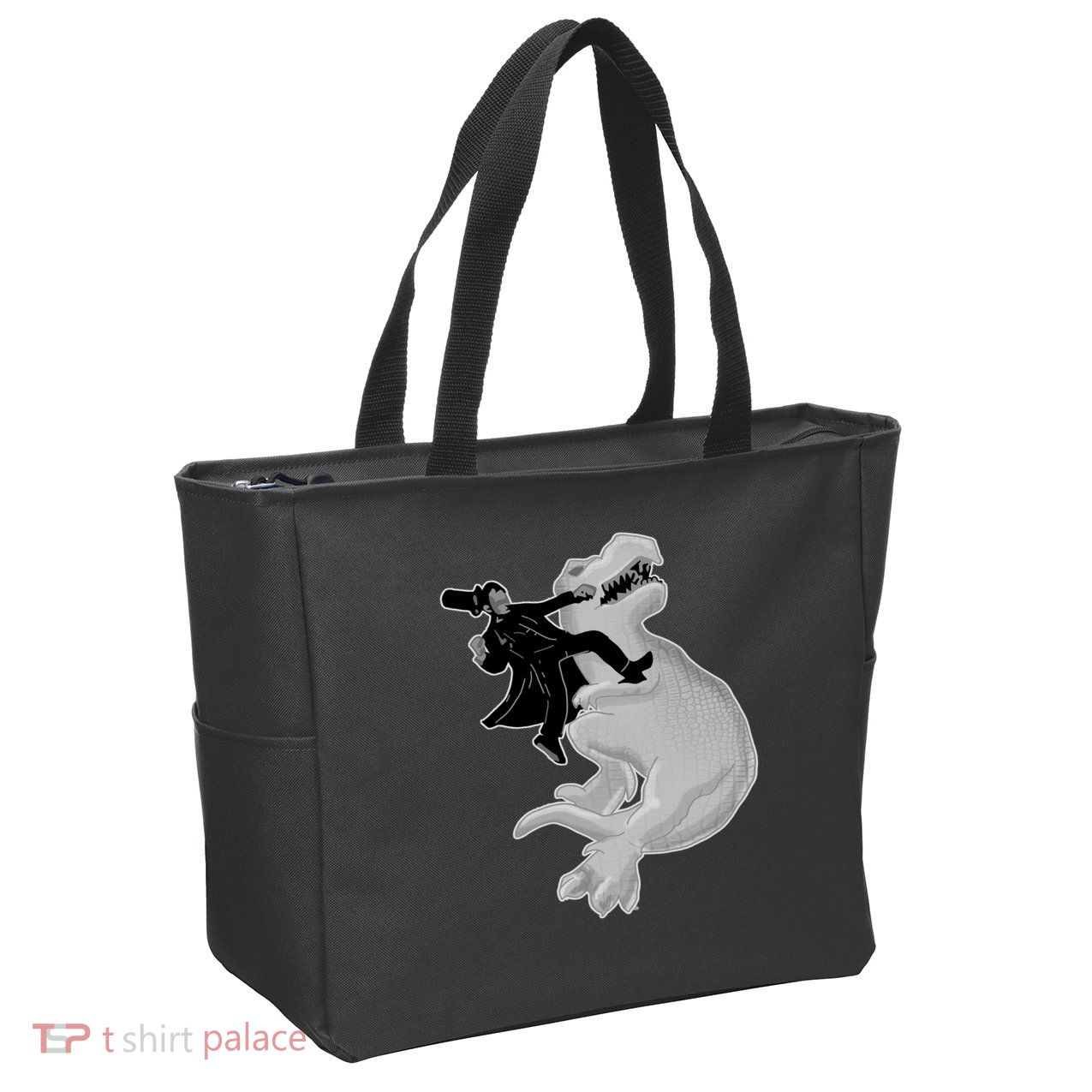 Abe Vs T-Rex Zip Tote Bag