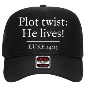 Awesome Black Easter Plot Twist He Lives High Crown Mesh Back Trucker Hat