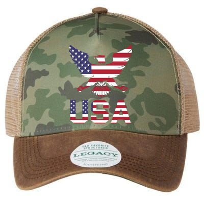 American Bald Eagle Usa America National Holiday Legacy Tie Dye Trucker Hat