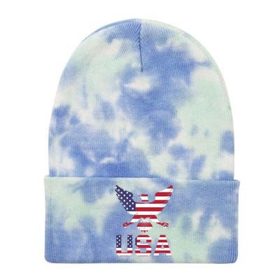 American Bald Eagle Usa America National Holiday Tie Dye 12in Knit Beanie