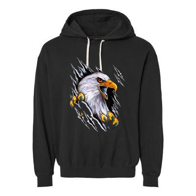 American Bald Eagle With Claws Garment-Dyed Fleece Hoodie