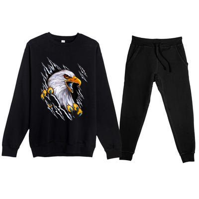 American Bald Eagle With Claws Premium Crewneck Sweatsuit Set