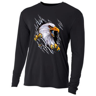 American Bald Eagle With Claws Cooling Performance Long Sleeve Crew