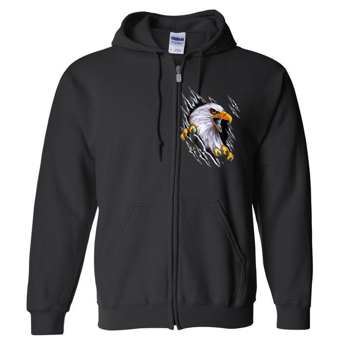 American Bald Eagle With Claws Full Zip Hoodie