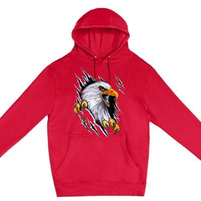 American Bald Eagle With Claws Premium Pullover Hoodie