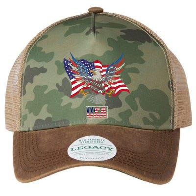 American Bald Eagle Usa Flag Legacy Tie Dye Trucker Hat