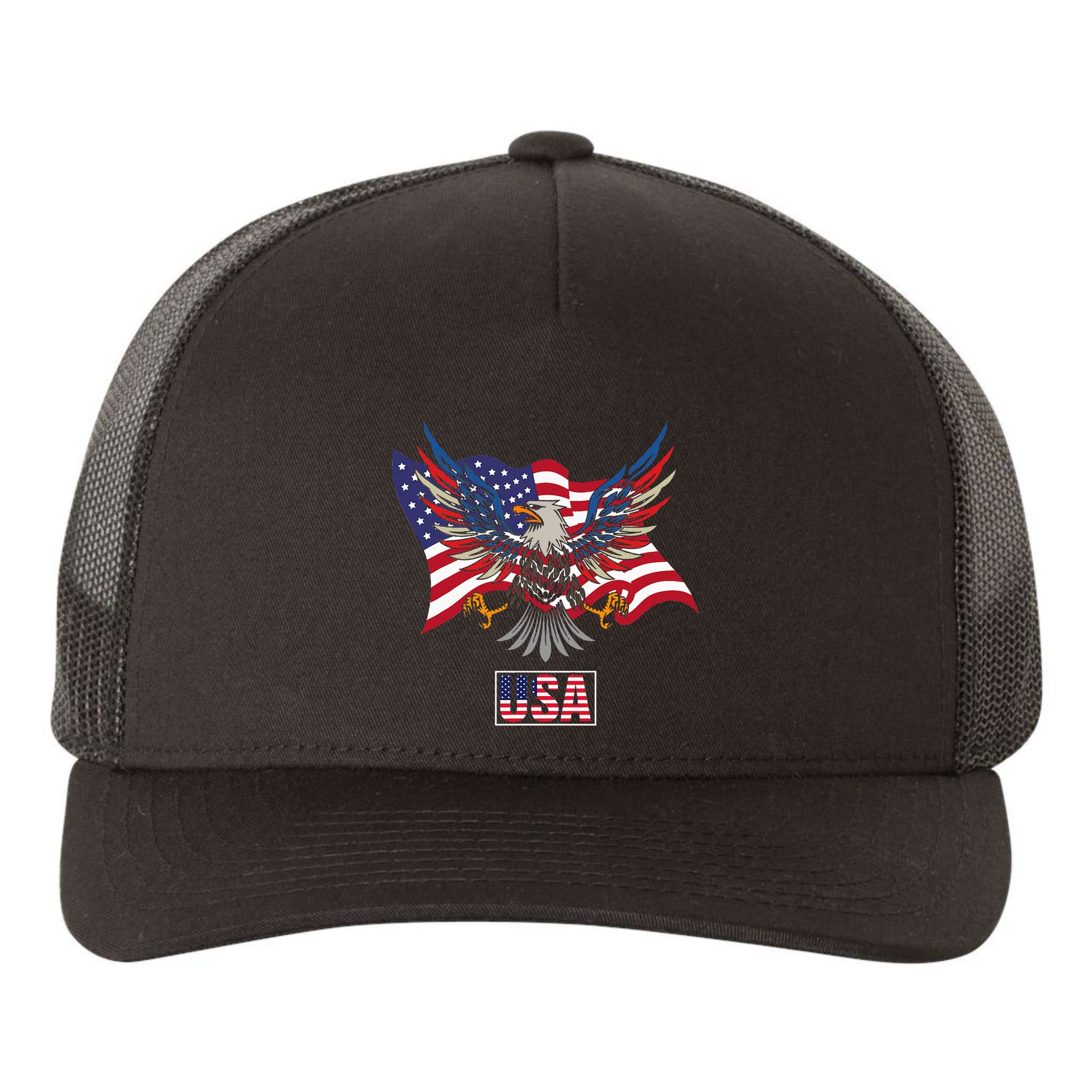 American Bald Eagle Usa Flag Yupoong Adult 5-Panel Trucker Hat