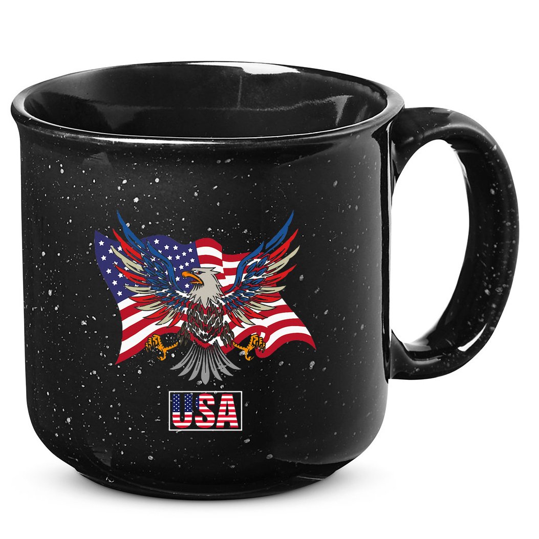 American Bald Eagle Usa Flag 15oz Campfire Ceramic Mug