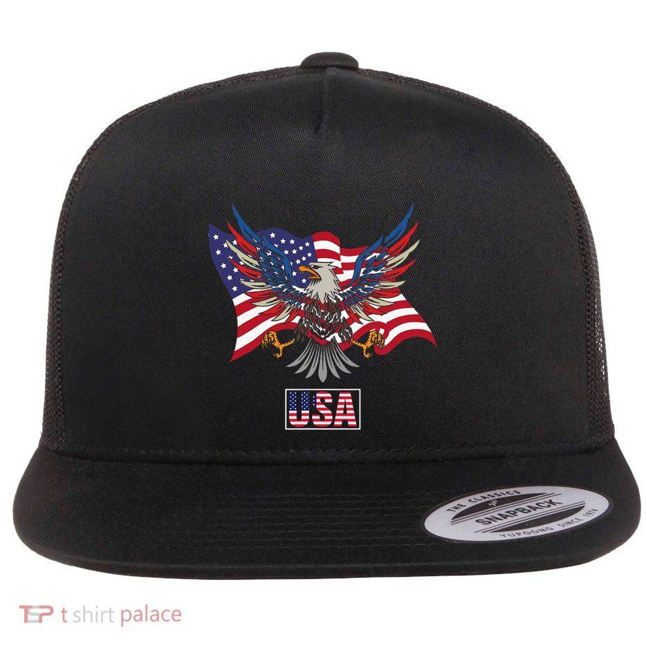 American Bald Eagle Usa Flag Flatbill Hat