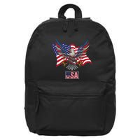 American Bald Eagle Usa Flag 16 in Basic Backpack