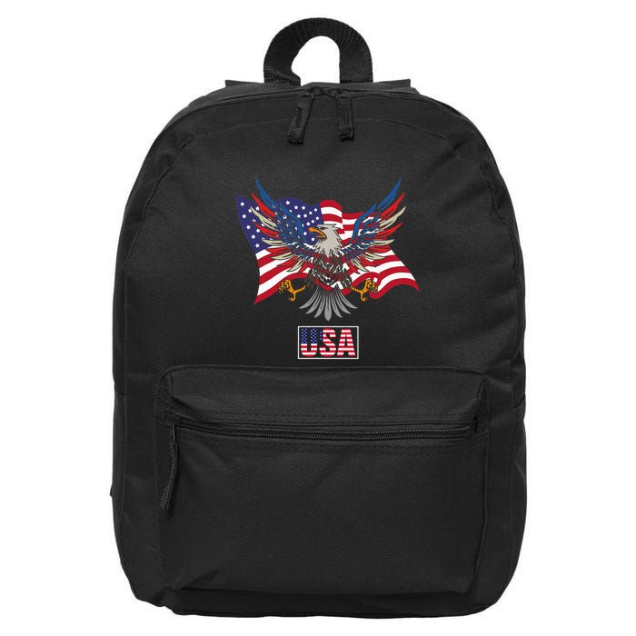 American Bald Eagle Usa Flag 16 in Basic Backpack