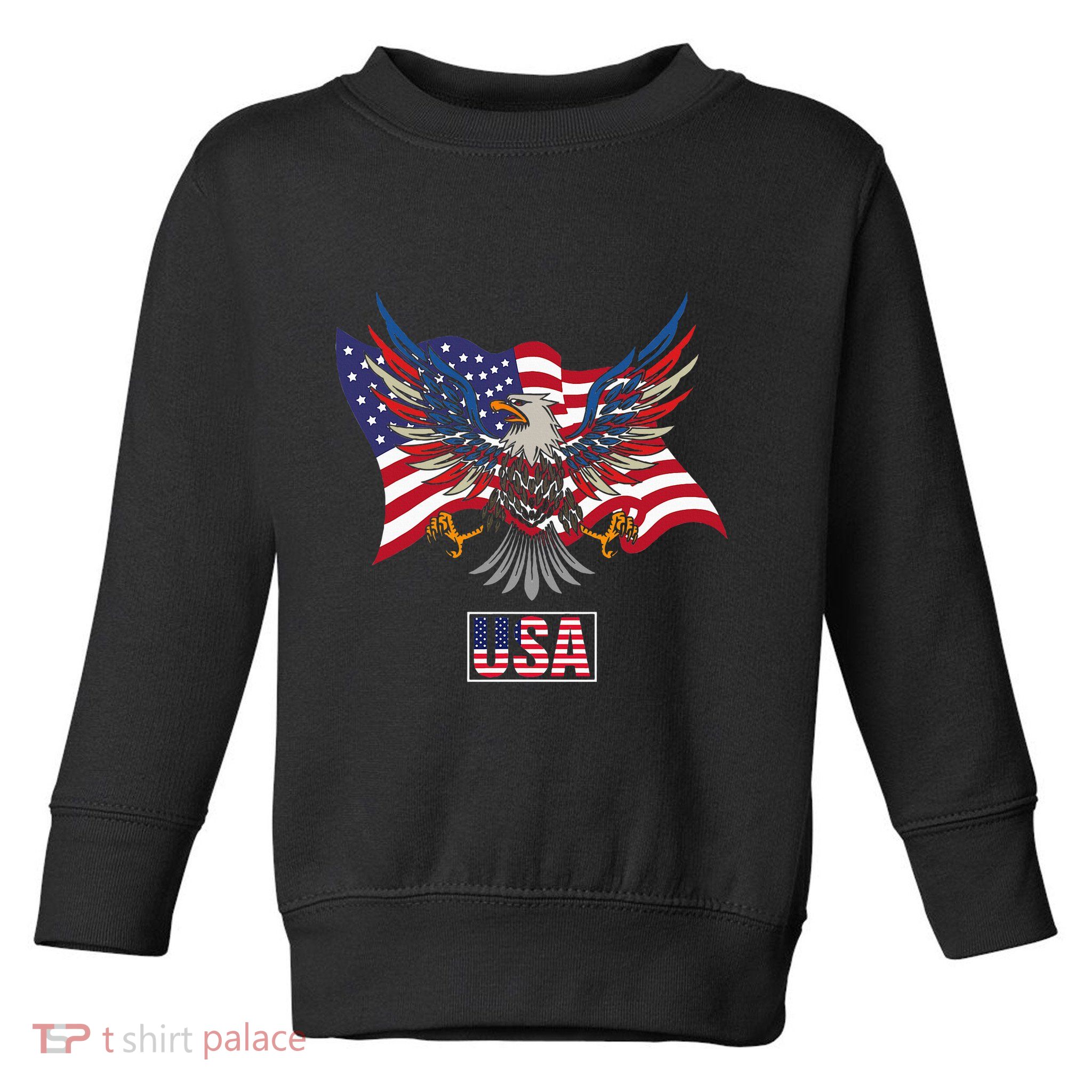 American Bald Eagle Usa Flag Toddler Sweatshirt