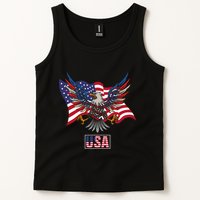 American Bald Eagle Usa Flag Tank Top