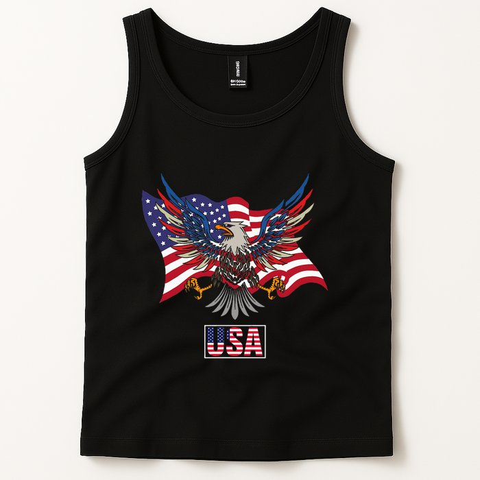 American Bald Eagle Usa Flag Tank Top