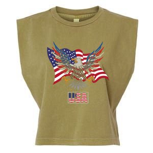 American Bald Eagle Usa Flag Garment-Dyed Women's Muscle Tee