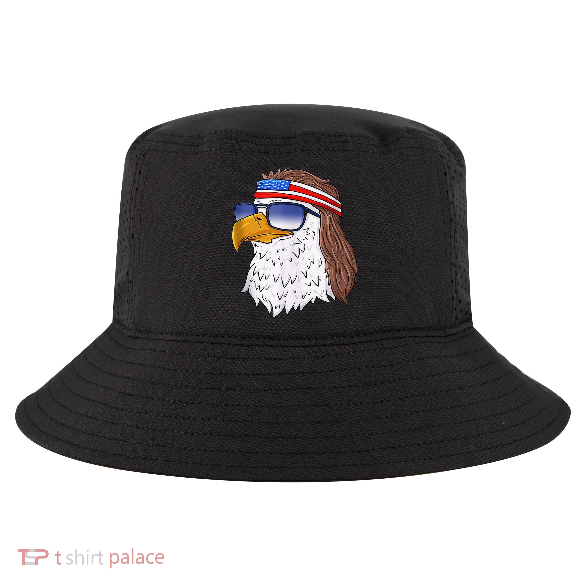American Bald Eagle Mullet 4th Of July Funny USA Patriotic Cool Comfort Performance Bucket Hat