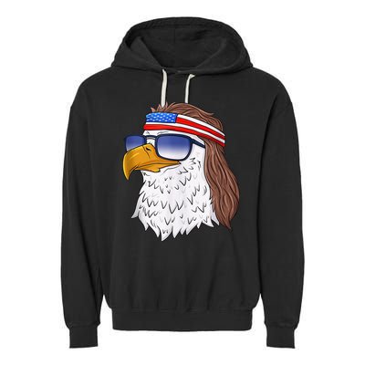American Bald Eagle Mullet 4th Of July Funny USA Patriotic Garment-Dyed Fleece Hoodie