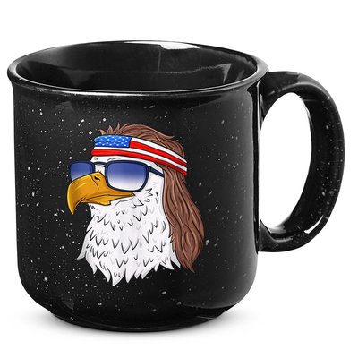 American Bald Eagle Mullet 4th Of July Funny USA Patriotic 15oz Campfire Ceramic Mug
