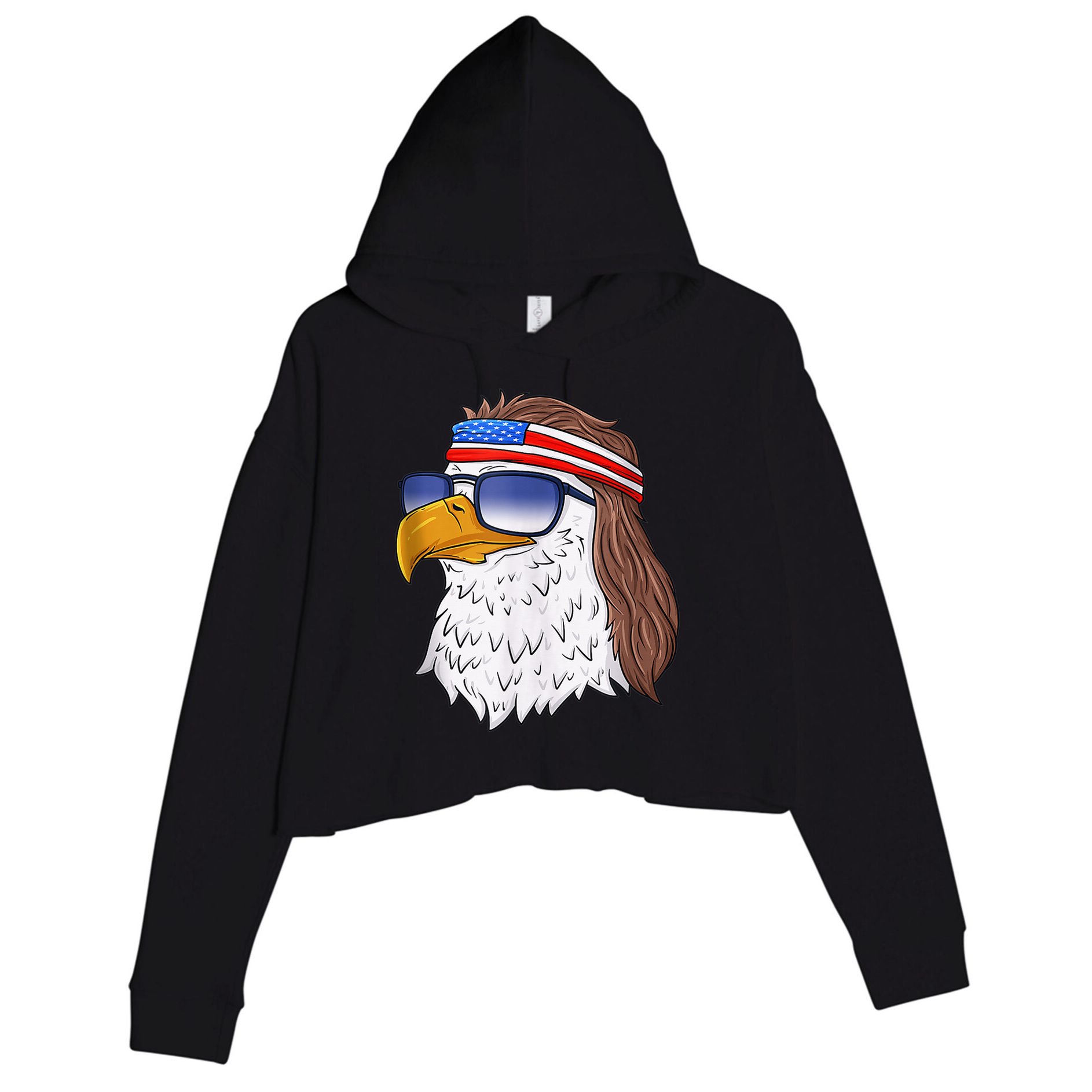 American Bald Eagle Mullet 4th Of July Funny USA Patriotic Crop Fleece Hoodie