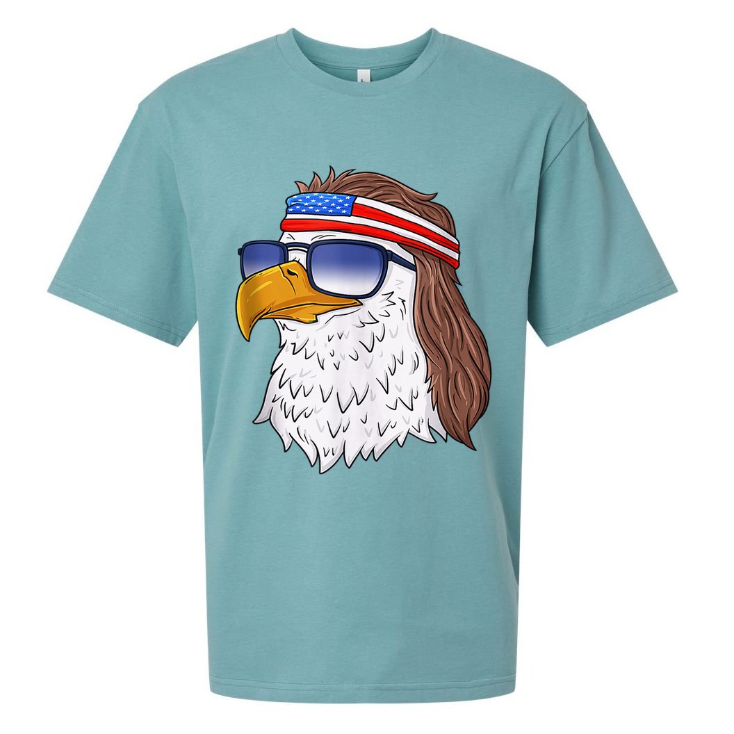 American Bald Eagle Mullet 4th Of July Funny USA Patriotic Sueded Cloud Jersey T-Shirt
