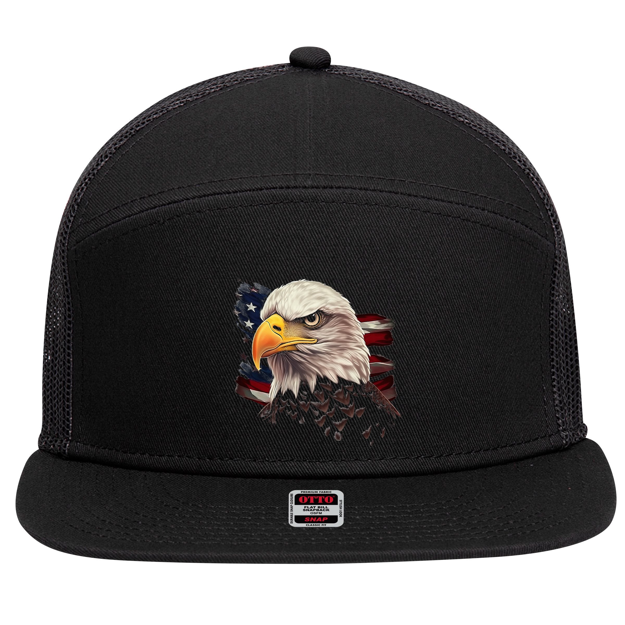 American Bald Eagle American Flag Usa Bald Eagle 7 Panel Mesh Trucker Snapback Hat