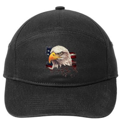 American Bald Eagle American Flag Usa Bald Eagle 7-Panel Snapback Hat