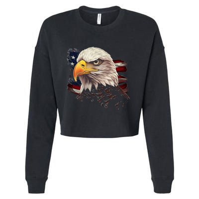 American Bald Eagle American Flag Usa Bald Eagle Cropped Pullover Crew