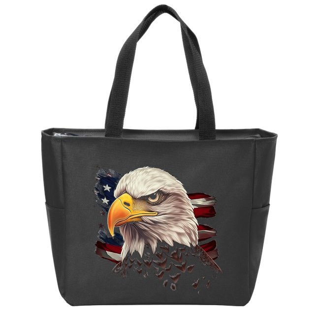 American Bald Eagle American Flag Usa Bald Eagle Zip Tote Bag
