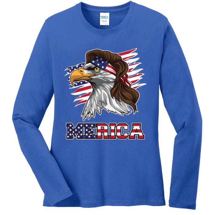 American Bald Eagle Mullet Merica Bird Of Prey Gift Ladies Long Sleeve Shirt