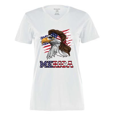 American Bald Eagle Mullet Merica Bird Of Prey Gift Women's Momentum V-Neck T-Shirt