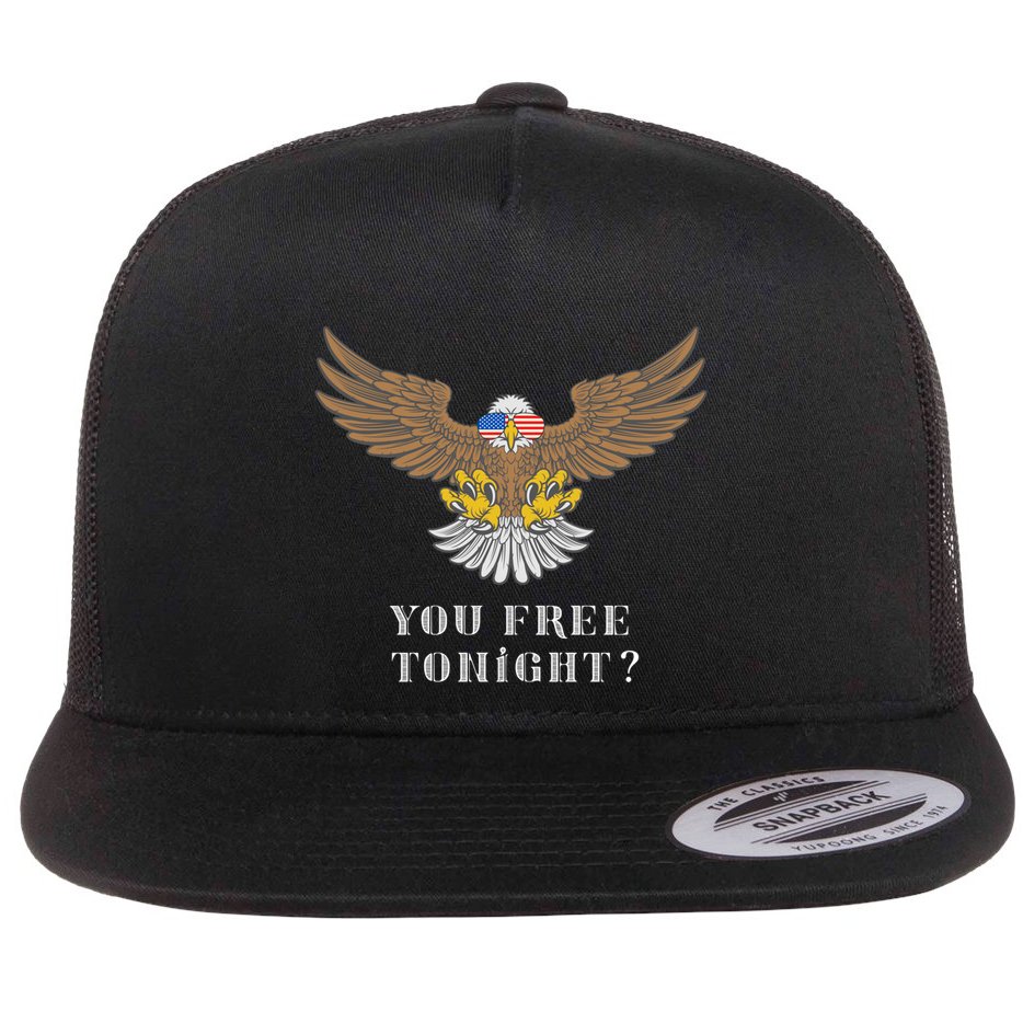 American Bald Eagle American Flag Patriotic You Free Tonight Great Gift Flat Bill Trucker Hat