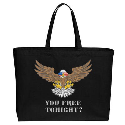 American Bald Eagle American Flag Patriotic You Free Tonight Great Gift Cotton Canvas Jumbo Tote