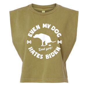 Anti Biden Even My Dog Hates Biden Anti Biden Pro America Garment-Dyed Women's Muscle Tee