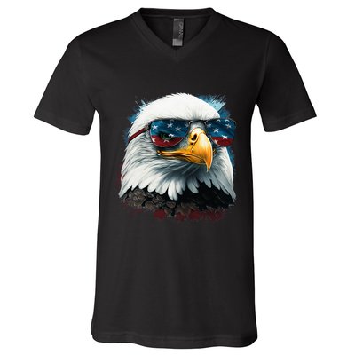 American Bald Eagle Usa Flag Eagle Usa V-Neck T-Shirt