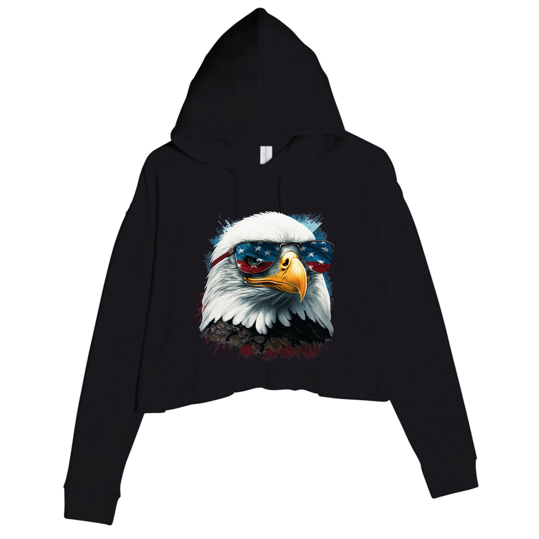 American Bald Eagle Usa Flag Eagle Usa Crop Fleece Hoodie