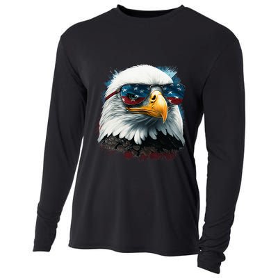 American Bald Eagle Usa Flag Eagle Usa Cooling Performance Long Sleeve Crew