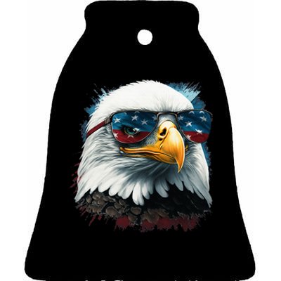 American Bald Eagle Usa Flag Eagle Usa Ceramic Bell Ornament